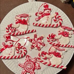 Whimsical Snowman and Candy Cane Ornaments